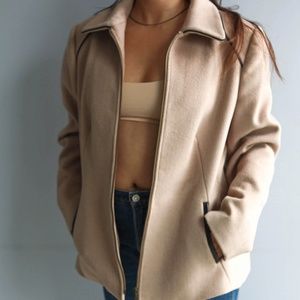 Cozy Neutral Fleece Collar Coat